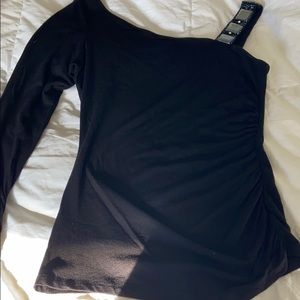 One sleeve black dress shirt